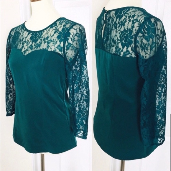 The Limited Sweetheart Lace Blouse Green Size S - Picture 1 of 7